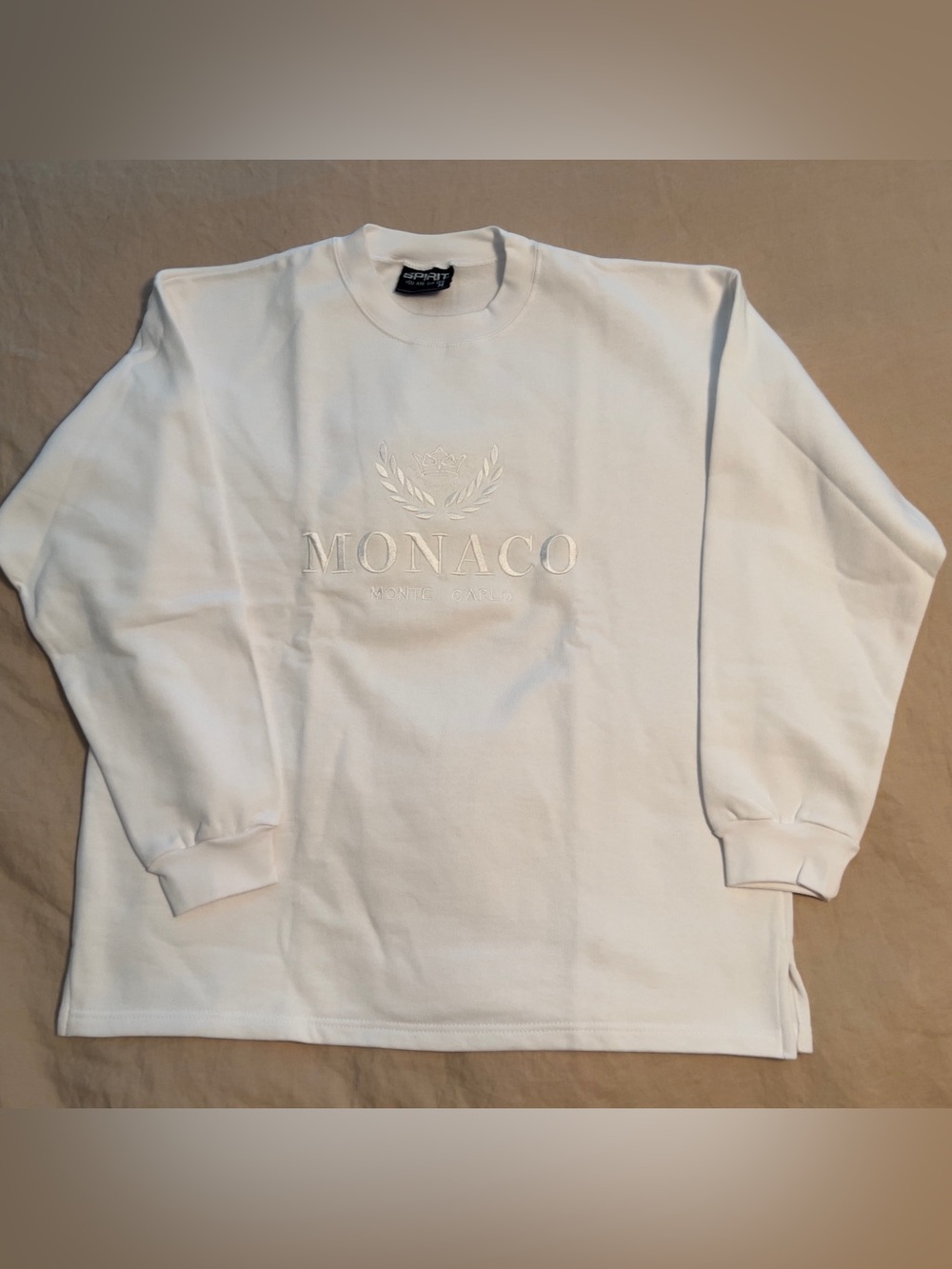 White Sweater w/ Embroidered Monte Carlo Monaco, Medium
